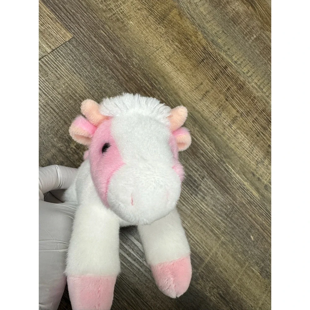 Aurora Pink and White Strawberry Cow Plush Stuffed‎ Animal Floppy 8 inch 2021